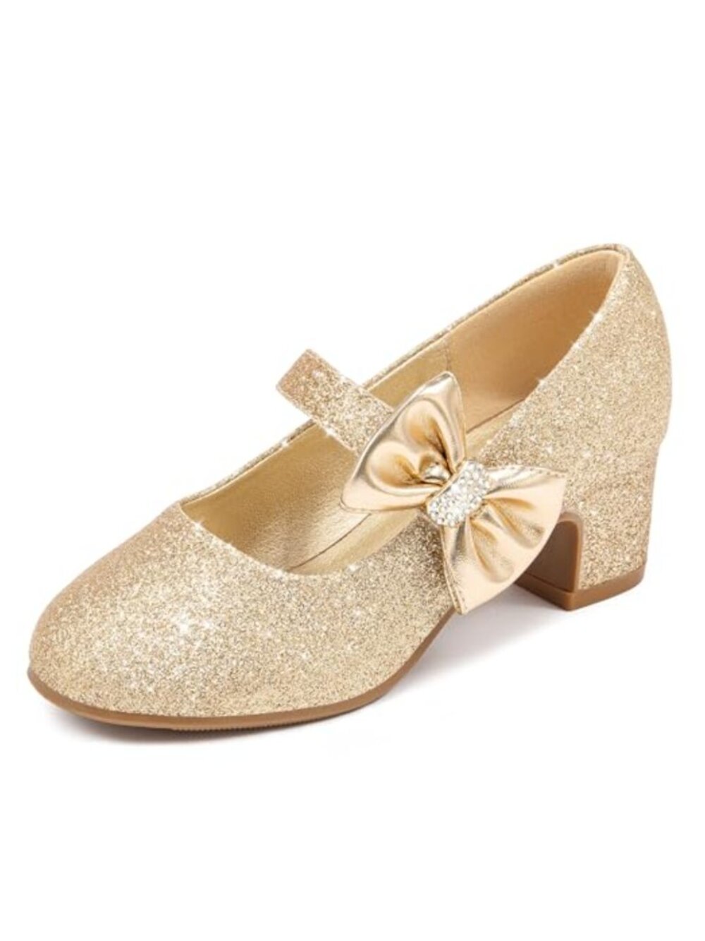 Girls High Heels Mary Jane Dress Shoes with Bow for Wedding Party